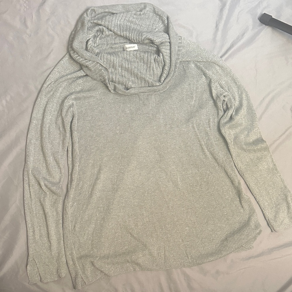 Avenue Soft Gray Cowl Neck Sweater